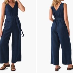 Faherty Catalina Blue Linen Jumpsuit